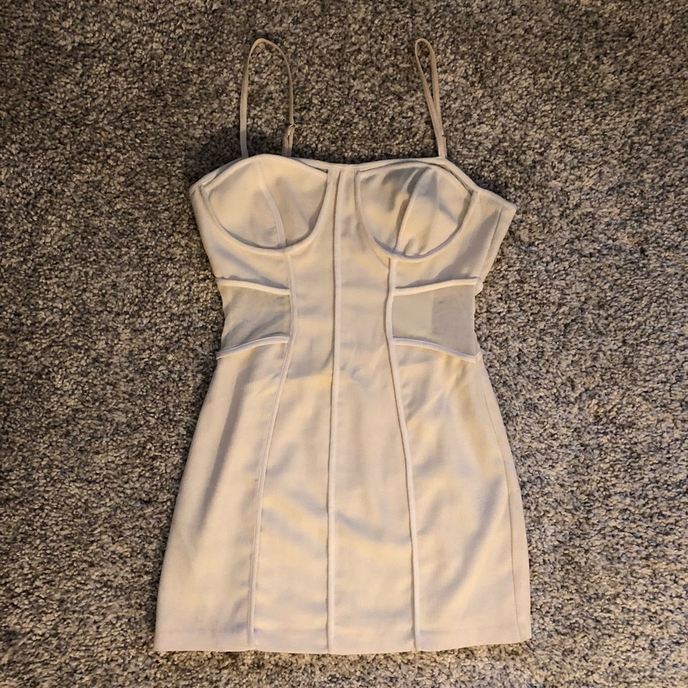 Akira Ivory mini dress with sheer sides